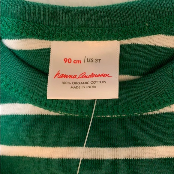 Hanna Andersson NWT green striped pajamas 2&3T - Picture 2 of 2